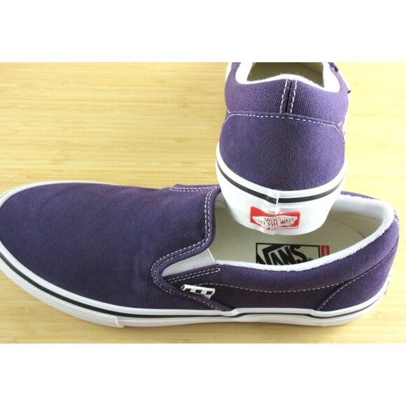 Vans Men's Skate Slip On Purple Black White Suede Canvas shoes Sizes NIB - Picture 6 of 7